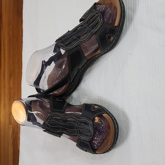 Collections by Clarks Womens Sandals Dark Brown Hook&Loop Sz 7 GUC - Picture 1 of 12